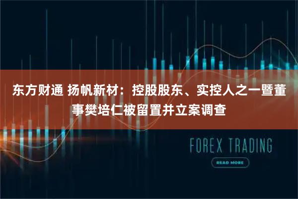 东方财通 扬帆新材：控股股东、实控人之一暨董事樊培仁被留置并立案调查